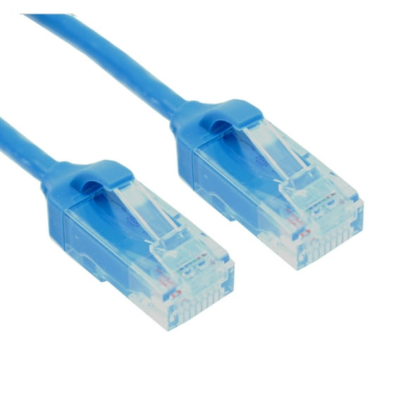 3ft Cat6 SLIM Ethernet RJ45 Patch Cable, Stranded, Snagless Booted, BLUE