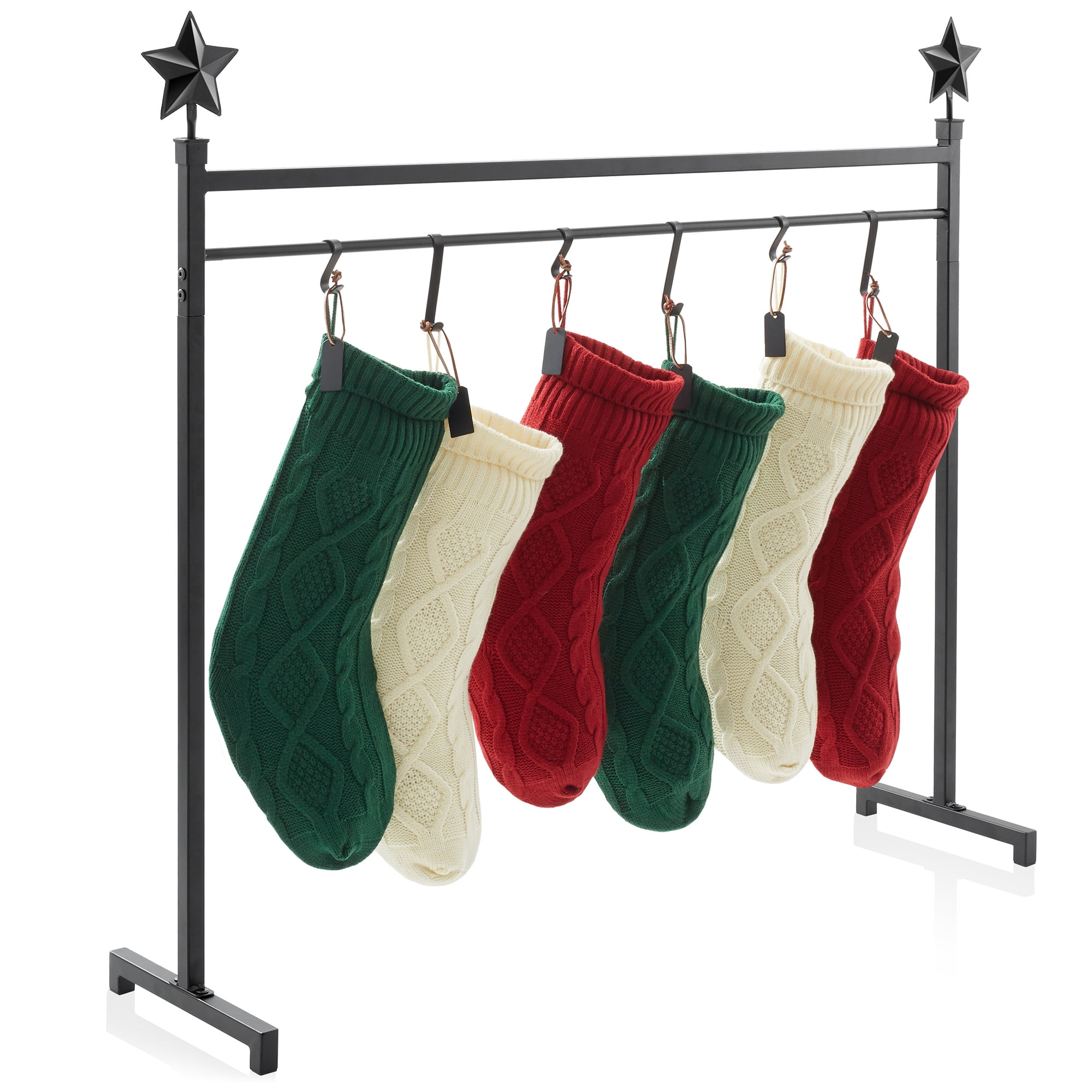 3ft Black Metal Christmas Stocking Holder Stand with Hooks