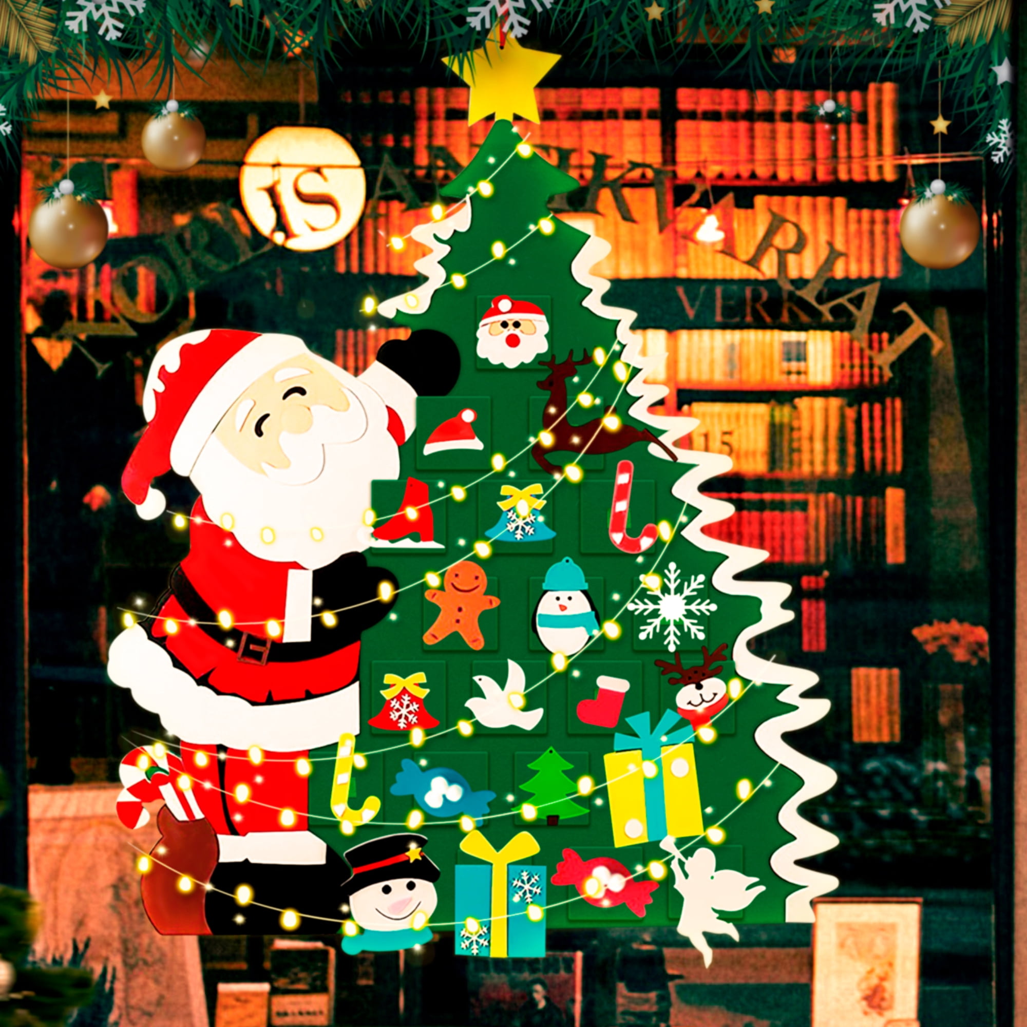 3ft DIY Felt Christmas Tree Santa Toy for Kids with Light String