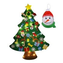 3ft DIY Felt Christmas Tree Set with 33Pcs Ornaments Kids Xmas Gifts New Year Door Wall Hanging with String Light