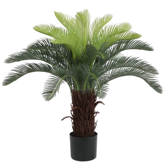 Nafresh 3ft UV Resistant Faux Sago Palm Tree, 36" Super Full Artificial Cycad Tree with Lifelike Barks and Leaves for Home Office Patio Porch Front Door Outdoor Indoor Decor