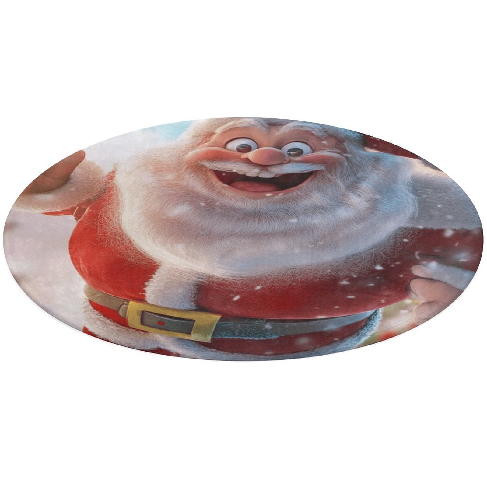 3ft Funny Santa Claus Christmas Ultra-Thin Washable Round Rug - Non ...