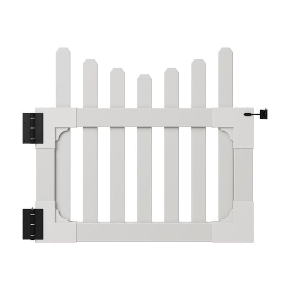 3ft H x 3.5ft W (1 Gate) No Dig WamBam All American Scallop Top Gate Kit, White Vinyl Picket Yard Fence Gate w/ Hardware Included for All American Fence, Outdoor Gate for Patio & Yard, ZP19043