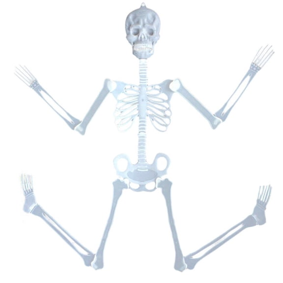 3ft Halloween Luminous Skeleton Decor, Poseable Human Skeleton Prop, Glowing Full Body Movable Skeletons for Haunted House Tree Indoor Outdoor Party Supplies