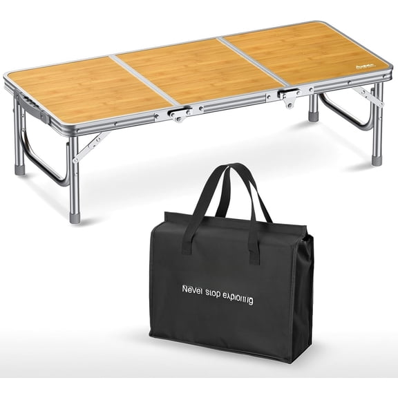 3ft Low Folding Picnic Table, Thicker Small Camping Table with Storage Bag, Portable Handle, Lightweight, for Camping Beach Party Picnic Floor, 34.2" x 15.7" x 10.3", Yellow