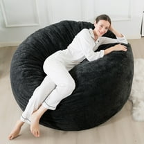3~3.5ft Memory Foam Bean Bag Chair for Adults & Kids by KINMEROOM | Reinforced Premium Plush Cover, Dark Gray