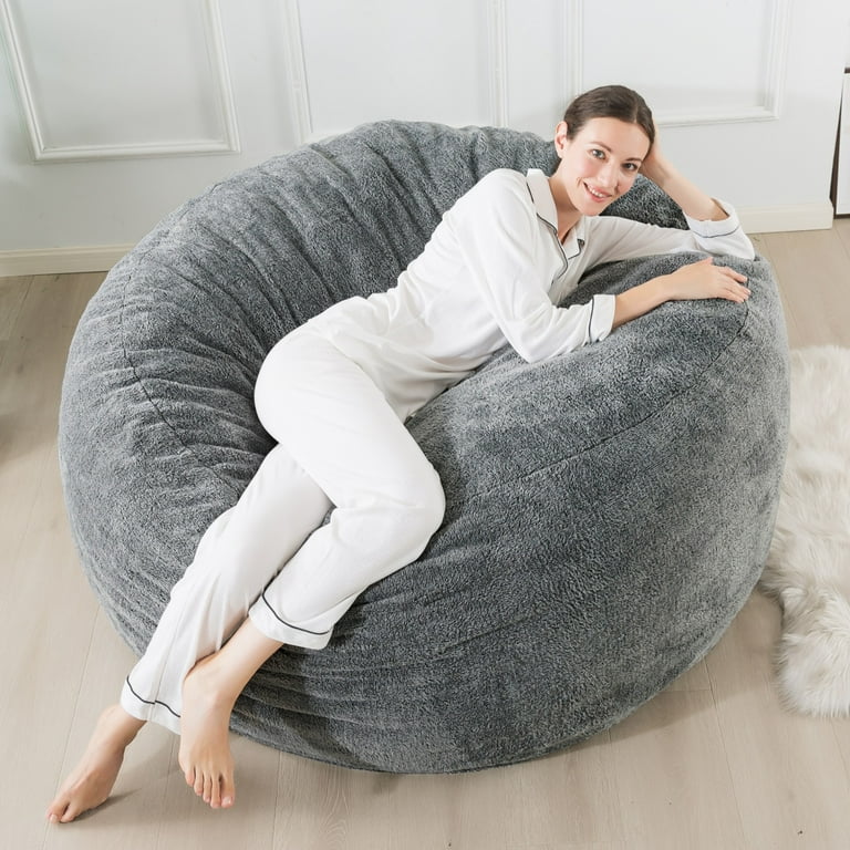 3ft Memory Foam Bean Bag Chair for Adults Kids by KINMEROOM Reinforced Premium Plush Cover Heather Gray Walmart