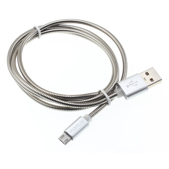 3ft Metal USB Cable for LG K8X, Tribute Monarch, Phoenix 5, Fortune 3, Aristo 5 - Charger Cord Power Wire MicroUSB Sync Fast Charge Data High Speed R1A