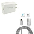 thumbnail image 1 of 3ft Metal USB Cable w 18W Quick Home Charger V4V for Samsung Galaxy Amp Prime, J3 Emerge, J7 (2018) Refine J2, J1, Halo Express 3 Avant 2 Alpha Admire 2 A6 A5, Mega 6.3, Convoy 4 - Wiko Ride, 1 of 8