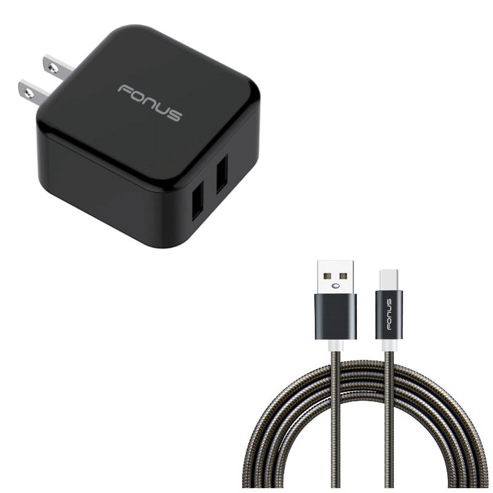 3ft Metal USB Cable w 30W Fast Home Charger K6Q for Motorola One, Moto Z4 Z3 Play Z2 Play Z Play Droid Force Droid X4 G7 Power Play G6 - Nokia 3.1, 7.1, 8, Plus - OnePlus 5T, 6, 6T, 7 Pro