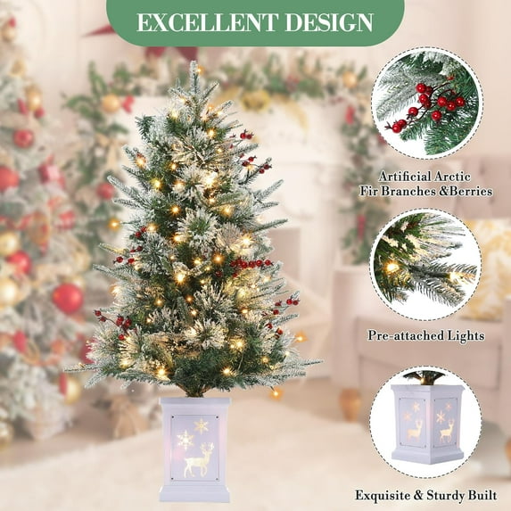 3ft Pre-Lit Artificial Christmas Tree, 78 Dual-Color LED Lights with 8 Lighting Modes, Tabletop Fiber Optic Xmas Tree for Home Office Party Holiday Decor (1pc or 2pcs)