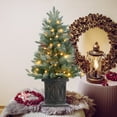 thumbnail image 1 of 3ft Pre-Lit Artificial Christmas Tree, 78 Warm White LED Lights, Battery Powered with Timer, Includes Brown Base, Festive Holiday Decoration for Home, 1 of 10