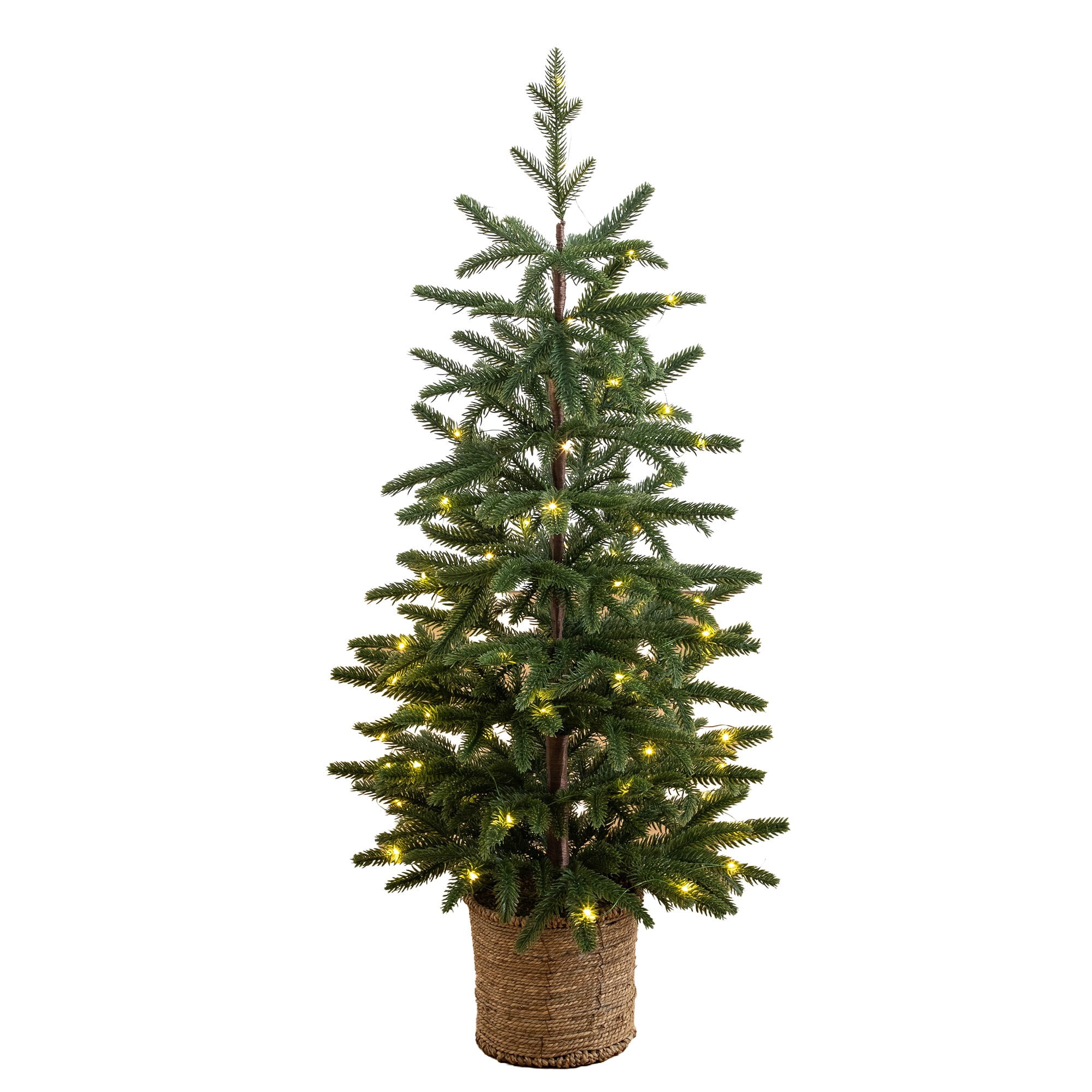 3ft. Pre-Lit Artificial Christmas Tree with 60 LED Lights in Hyacinth Basket