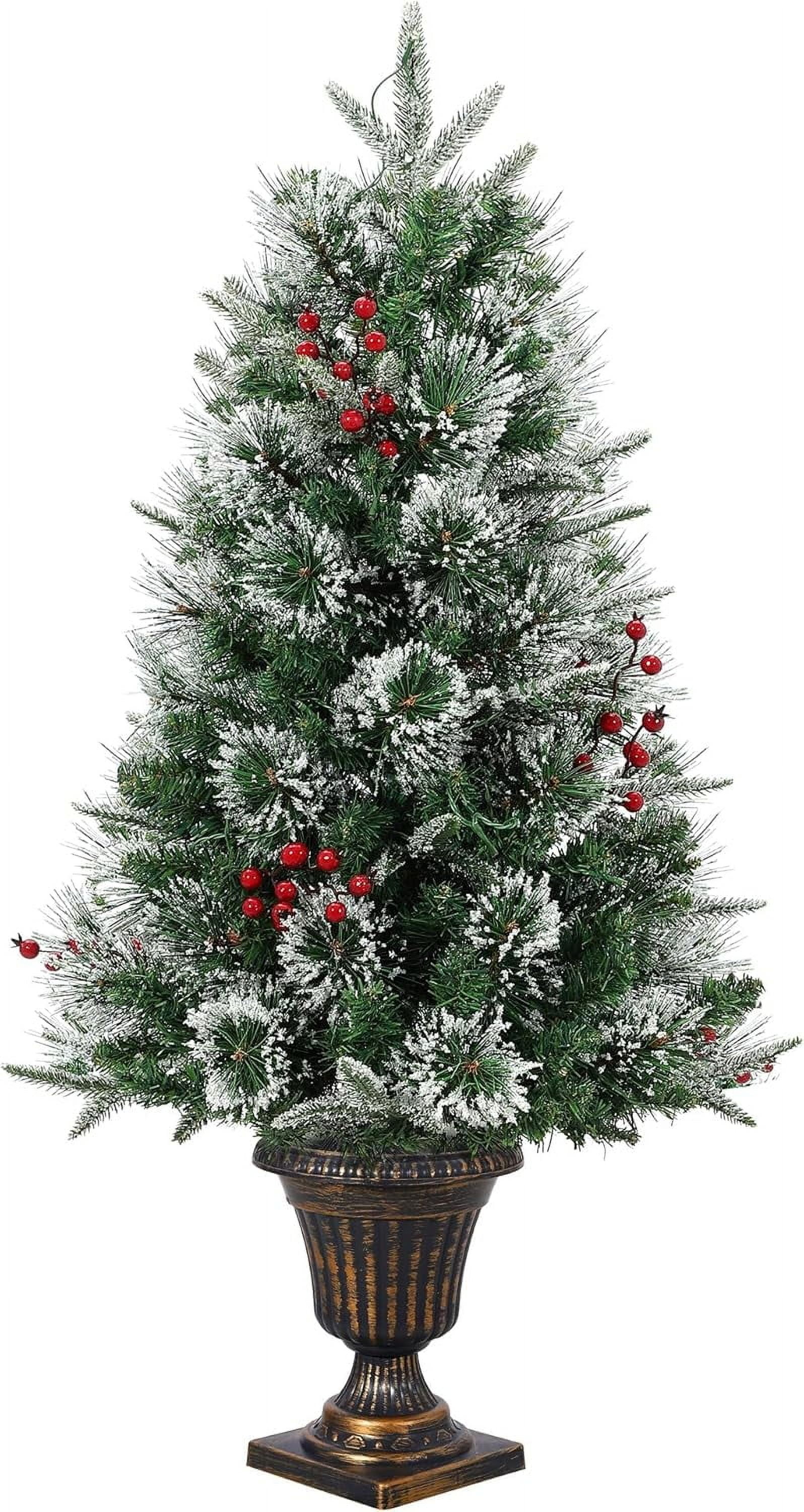 3ft Pre-Lit Artificial Mini Christmas Tree with Multicolor Led Lights ...