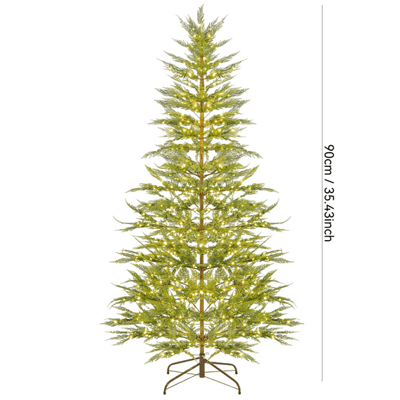 3ft Pre-Lit Green Cypress Christmas Tree, Twinkle Lights Artificial Christmas Tree with Warm White LED Lights and Stand, Decor for Indoor Home Party, Living Room, Office Decoration