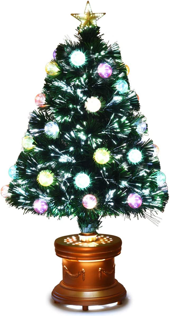 3ft Prelit Fiber Optic Fireworks Christmas Tree with Multicolored Led