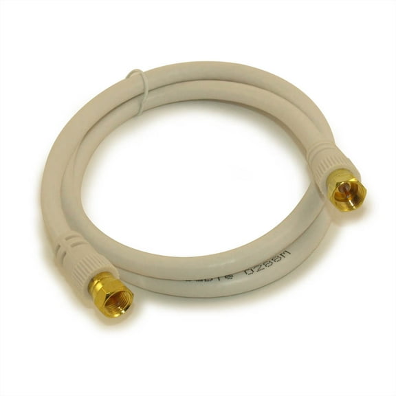 3ft RG6 QUAD SHIELD HI-BANDWIDTH Coax Cable F-type Gold Plated WHITE