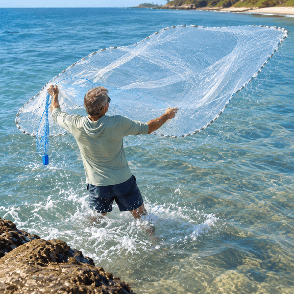 3ft Radius Fishing Cast Net, Heavy Duty Monofilament Bait Fishing Net