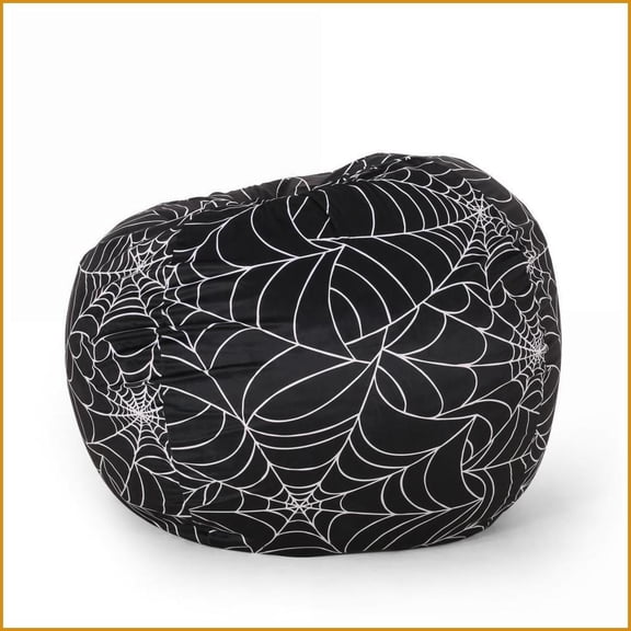 3ft Round Bean Bag Chair – Black White Halloween Style | Black White | Round
