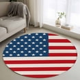 thumbnail image 1 of 3ft Round Rug, 4th of July Non-Skid Rubber Backing Large Area Rugs - Living Room Bedroom Home Office, Red Stripes Independence Day Indoor Floor Mat Carpets Washable Rug, 1 of 9