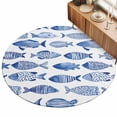 3ft Round Rug Blue Fish Scale Area Rugs for Living Room Bedroom ...