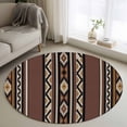 thumbnail image 1 of 3ft Round Rug, Brown Boho Non-Skid Rubber Backing Large Area Rugs - Living Room Bedroom Home Office, Vintage Ethnic Tribe Retro Abstract Art Indoor Floor Mat Carpets Washable Rug, 1 of 9