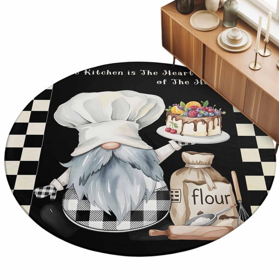 3ft Round Rug Chef Gnomes Area Rugs for Living Room Bedroom Washable ...