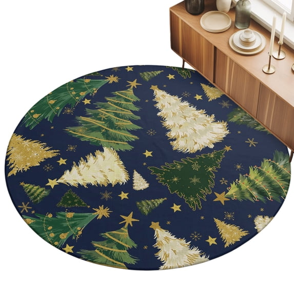3ft Round Rug Christmas Tree Area Rugs for Living Room Bedroom Washable ...
