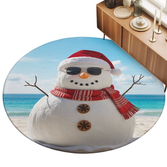 3ft Round Rug Coastal Christmas Area Rugs for Living Room Bedroom ...