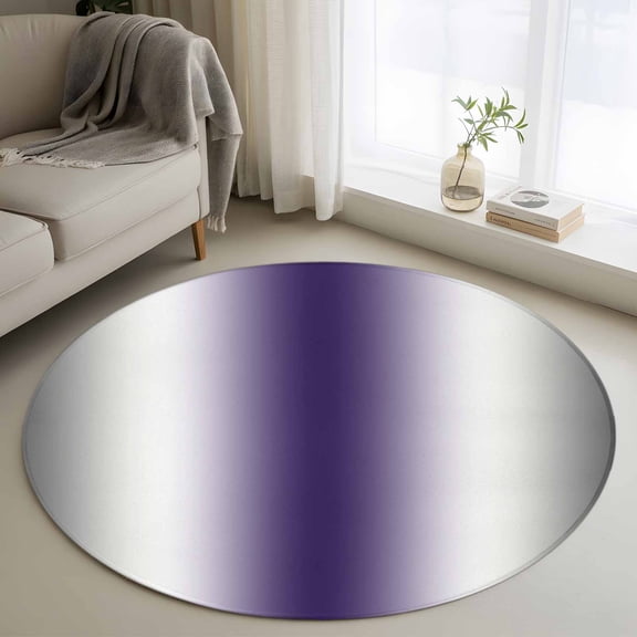 3ft Round Rug, Gray Purple Non-Skid Rubber Backing Large Area Rugs - Living Room Bedroom Home Office, Modern Gradient Geometric Indoor Floor Mat Carpets Washable Rug