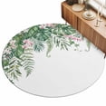 3ft Round Rug Green Leaves Area Rugs for Living Room Bedroom Washable ...