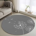 thumbnail image 1 of 3ft Round Rug, Grey Dandelion Non-Skid Rubber Backing Large Area Rugs - Living Room Bedroom Home Office, Abstract Art Simple Floral Indoor Floor Mat Carpets Washable Rug, 1 of 9