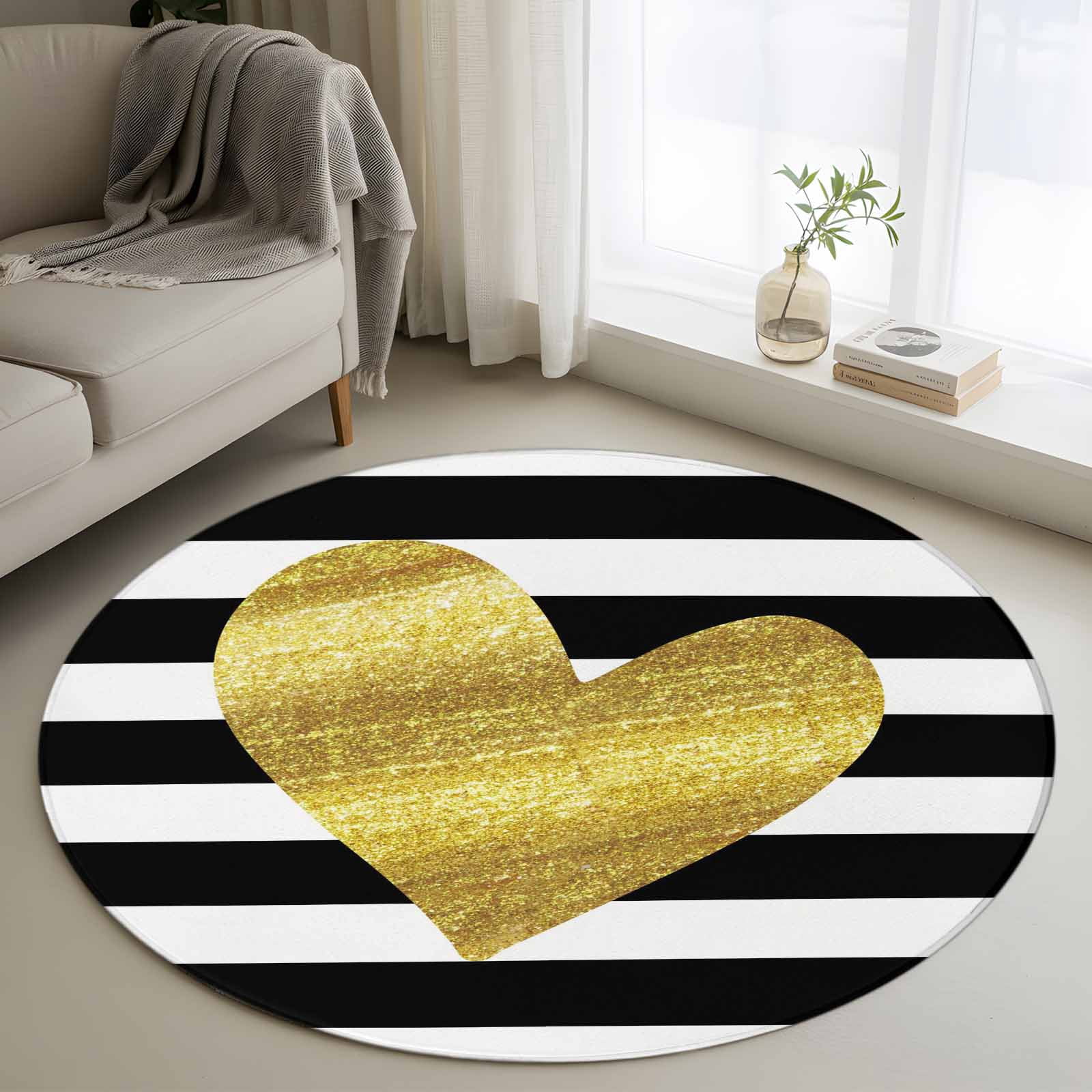 Valentine Rug 3ft Round Rug, Happy Valentine's Day Non-Skid Rubber Backing Large Area ...