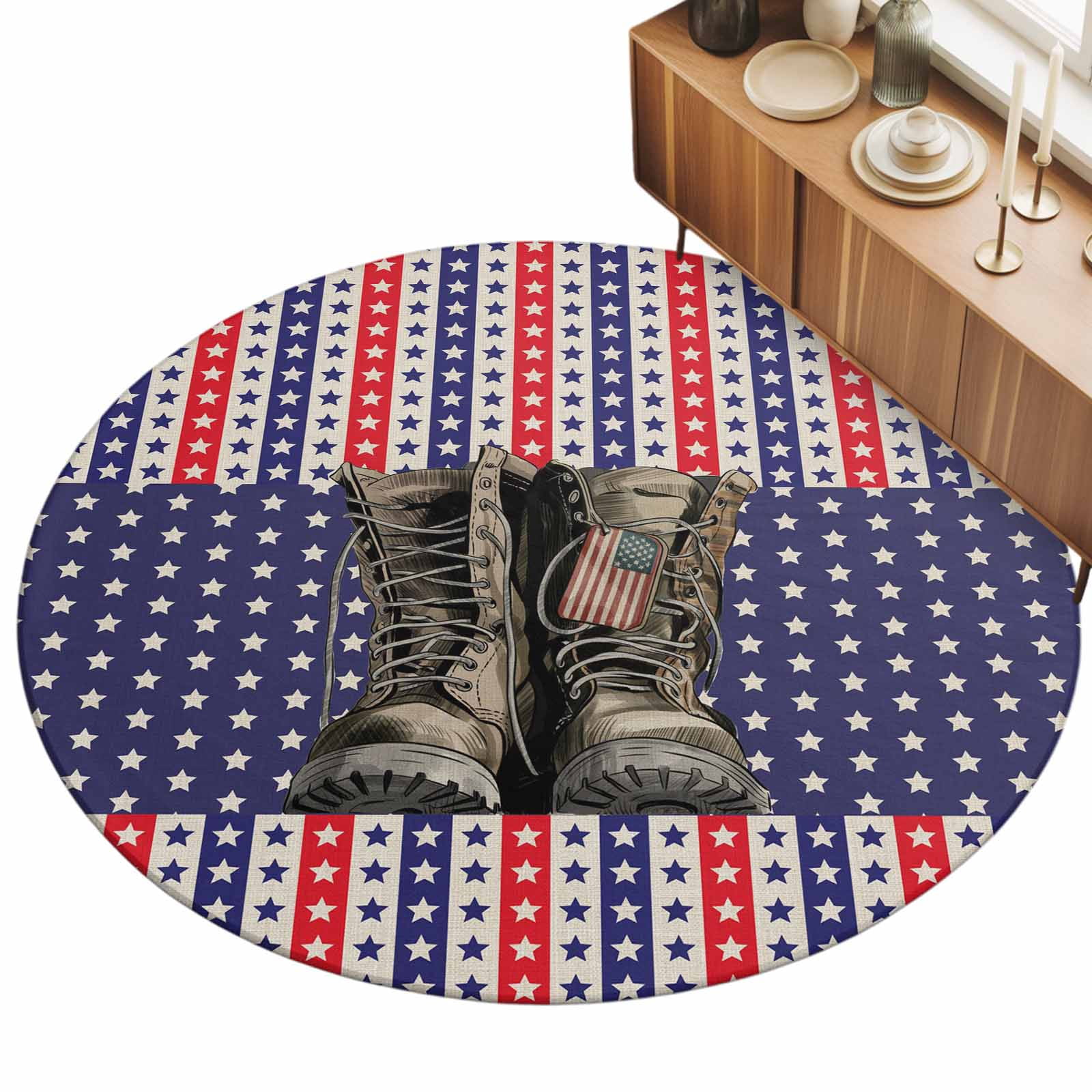 3ft Round Rug Independence Day Area Rugs for Living Room Bedroom ...