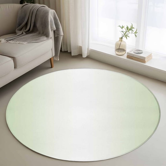 3ft Round Rug, Light Green Ombre Non-Skid Rubber Backing Large Area Rugs - Living Room Bedroom Home Office, Modern Gradient Abstract Art Indoor Floor Mat Carpets Washable Rug