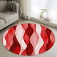 thumbnail image 1 of 3ft Round Rug, Red Striped Non-Skid Rubber Backing Large Area Rugs - Living Room Bedroom Home Office, Modern Gradient Geometric Ripple Stripes Indoor Floor Mat Carpets Washable Rug, 1 of 9
