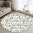 thumbnail image 1 of 3ft Round Rug, Sage Green Flower Non-Skid Rubber Backing Large Area Rugs - Living Room Bedroom Home Office, Vintage Farmhouse Boho Leaf Spring Indoor Floor Mat Carpets Washable Rug, 1 of 9