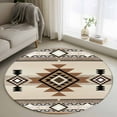 thumbnail image 1 of 3ft Round Rug, Southwest Non-Skid Rubber Backing Large Area Rugs - Living Room Bedroom Home Office, Brown Bohemian Abstract American Aztec Indoor Floor Mat Carpets Washable Rug, 1 of 9