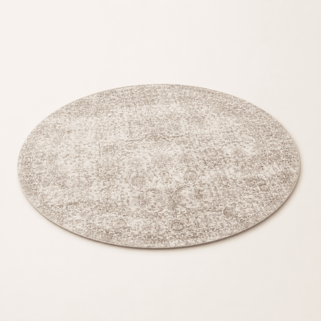 3ft Round Washable Beige Neutral Vintarea Rug For Entryway - Walmart.com