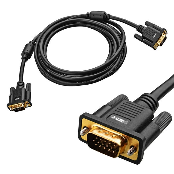 3ft SVGA VGA Cable Male to Male Gold-Plated 1080p HD Monitor/Projector Cord with EMI Shielding, Durable Braided Design for PC, Laptop, Home & Office
