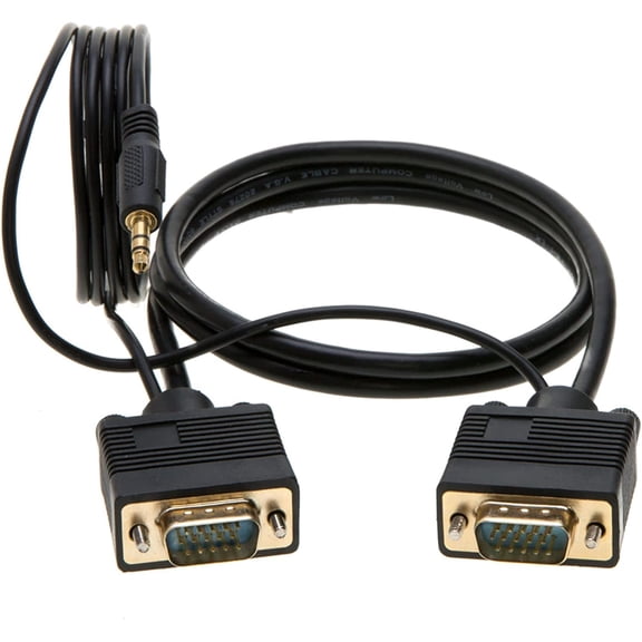 3ft SVGA to 3.5mm Audio Cable Male to Male, Video with AUX Stereo Cord for PC, Laptop, Monitor, DVR