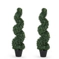 thumbnail image 1 of 3ft Tall (2 Pieces) Faux Plant Outdoor Artificial Boxwood Spiral Topiary Trees Fake Plant for Decorative/Indoor/Porch/Garden, 1 of 6
