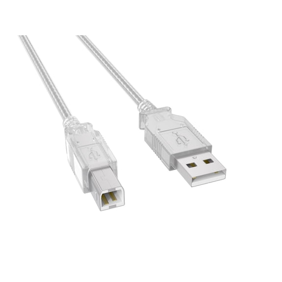 Cable Leader 3ft USB 2.0 Printer Cable, USB A to USB B, Clear