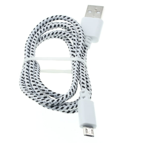 3ft USB Cable for Arlo Pro / Pro 2 Security Cameras - MicroUSB Charger Cord Power Wire Sync Fast Charge Braided White Compatible With Arlo Pro and Pro 2 Models