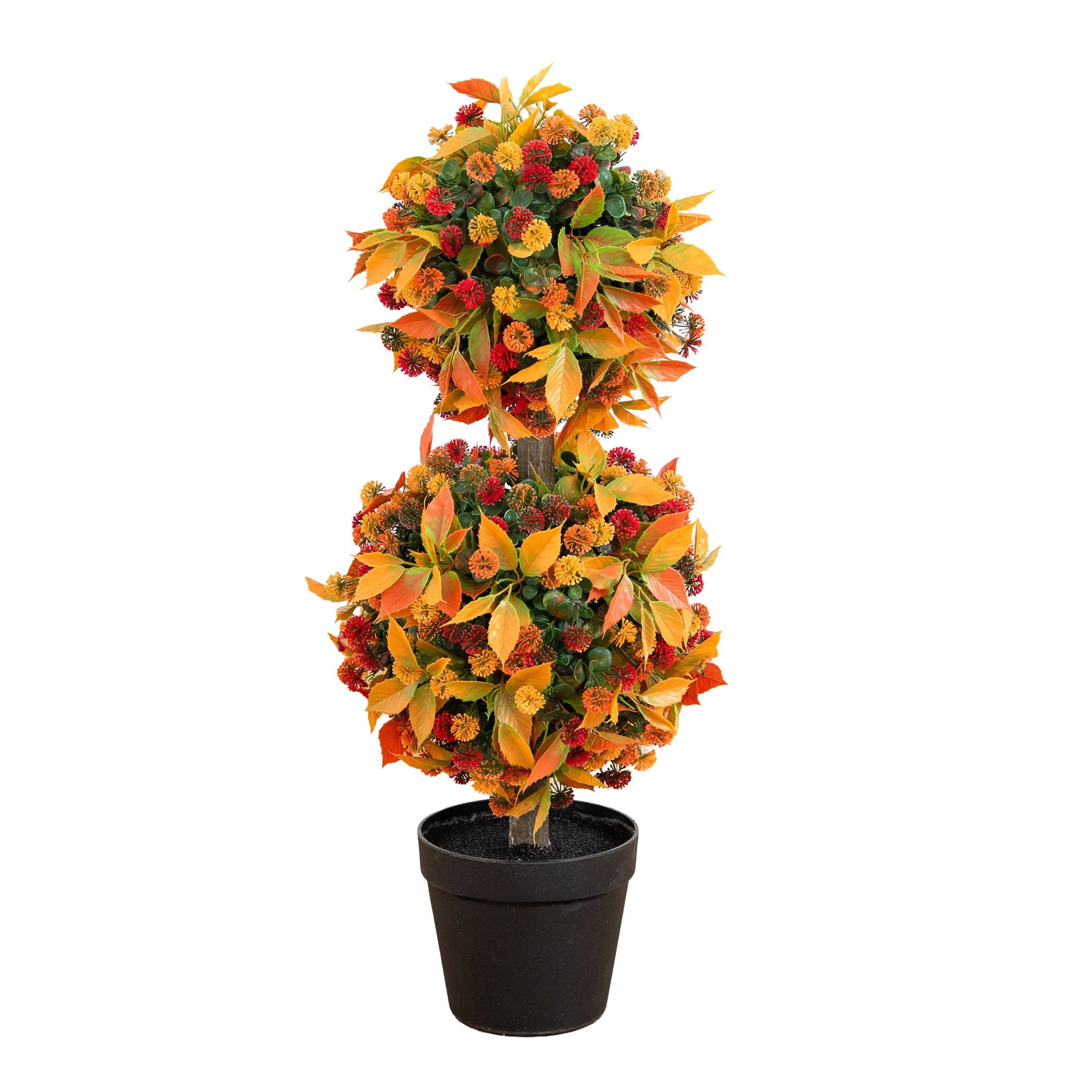 3ft. UV Resistant Artificial Fall Mum Double Ball Topiary Tree (Indoor/Outdoor)