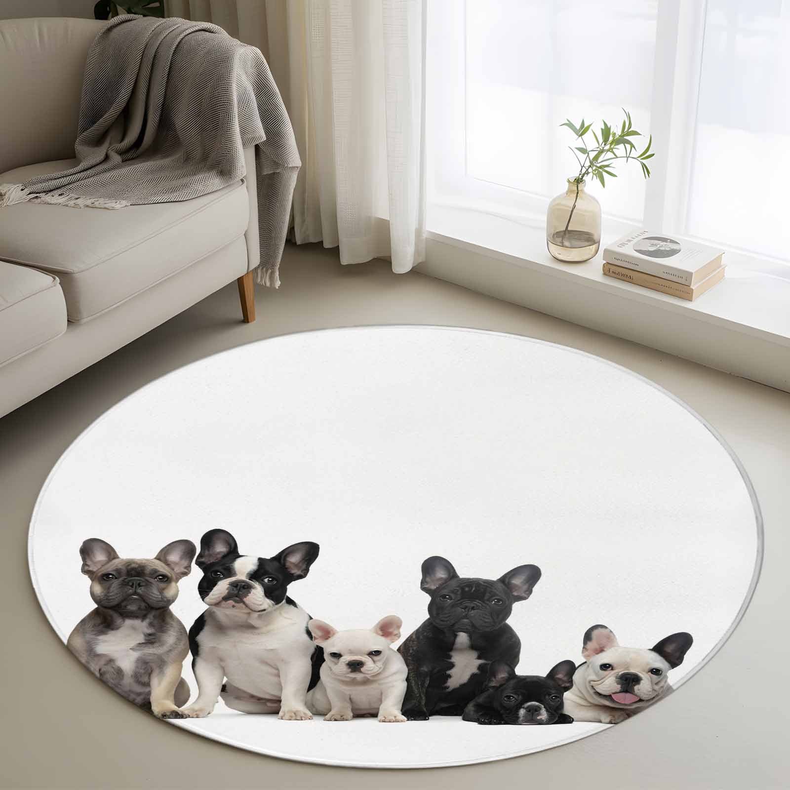 Small Dog Rug 3ft Washable Round Rug, Animals Dogs Non-Slip Circle Area Rug for ...