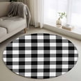 thumbnail image 1 of 3ft Washable Round Rug, Black Plaid Non-Slip Circle Area Rug for Bedroom Bedside, Black Gradient Soft Indoor Floor Mat for Home Decor, 1 of 9