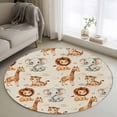 thumbnail image 1 of 3ft Washable Round Rug, Cartoon Lions Giraffe Tiger Non-Slip Circle Area Rug for Bedroom Bedside, Cute Animal Leaf Musical Note Linen Soft Indoor Floor Mat for Home Decor, 1 of 9