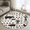 thumbnail image 1 of 3ft Washable Round Rug, Farmhouse Animal Non-Slip Circle Area Rug for Bedroom Bedside, Chicken Cow Pig Windmills Wood Grain Soft Indoor Floor Mat for Home Decor, 1 of 9