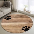 thumbnail image 1 of 3ft Washable Round Rug, Farmhouse Non-Slip Circle Area Rug for Bedroom Bedside, Cute Animal Claws Brown Retro Wood Texture Board Soft Indoor Floor Mat for Home Decor, 1 of 9